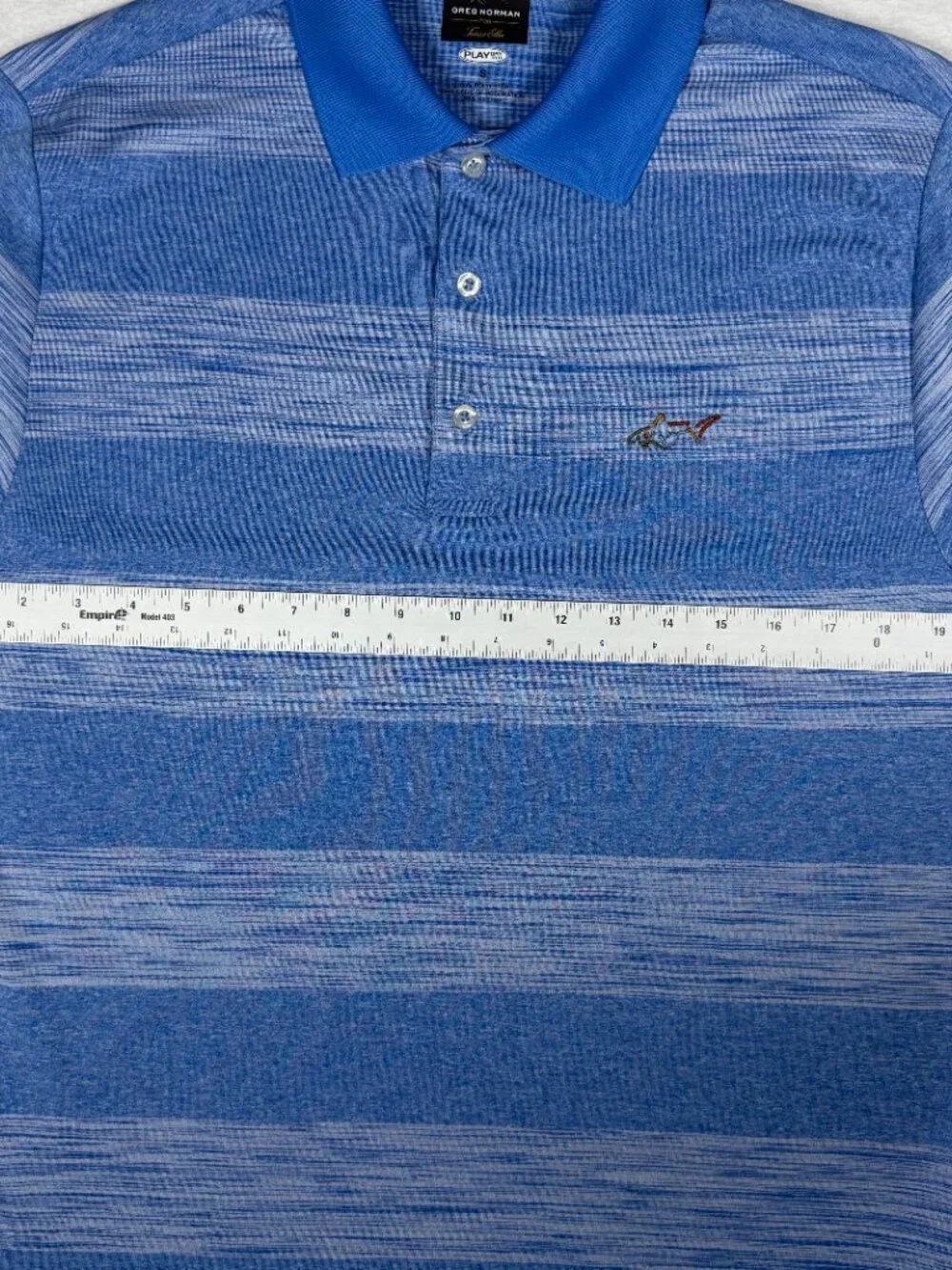 Greg Norman For Tasso Elba Men's Blue Stripped Golf Polo Size Small